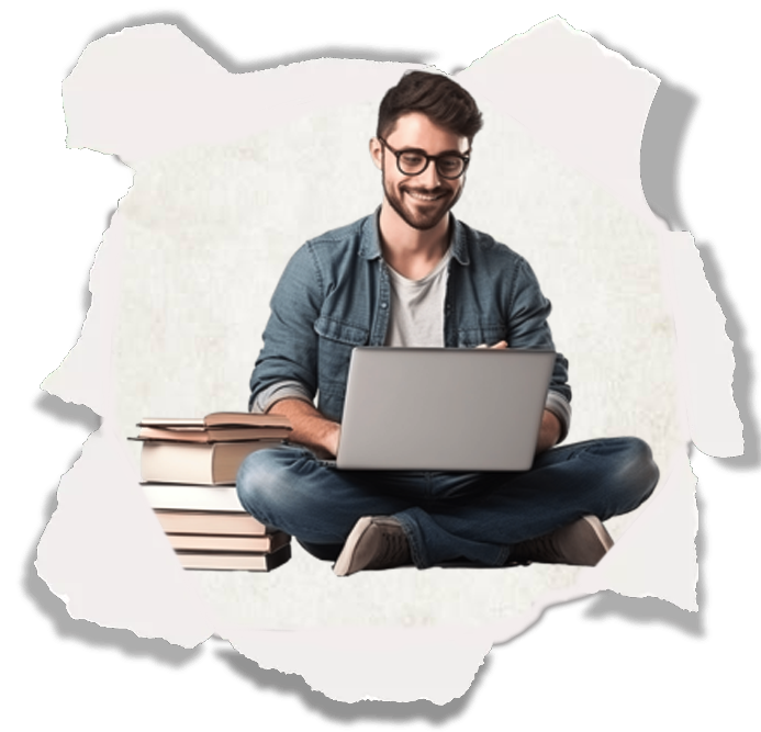 Author typing on typewriter