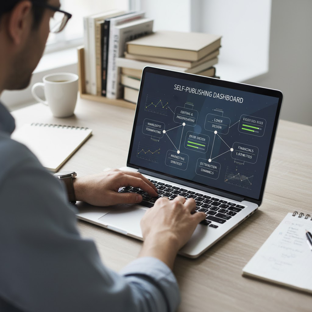 Person typing on a laptop in an office
